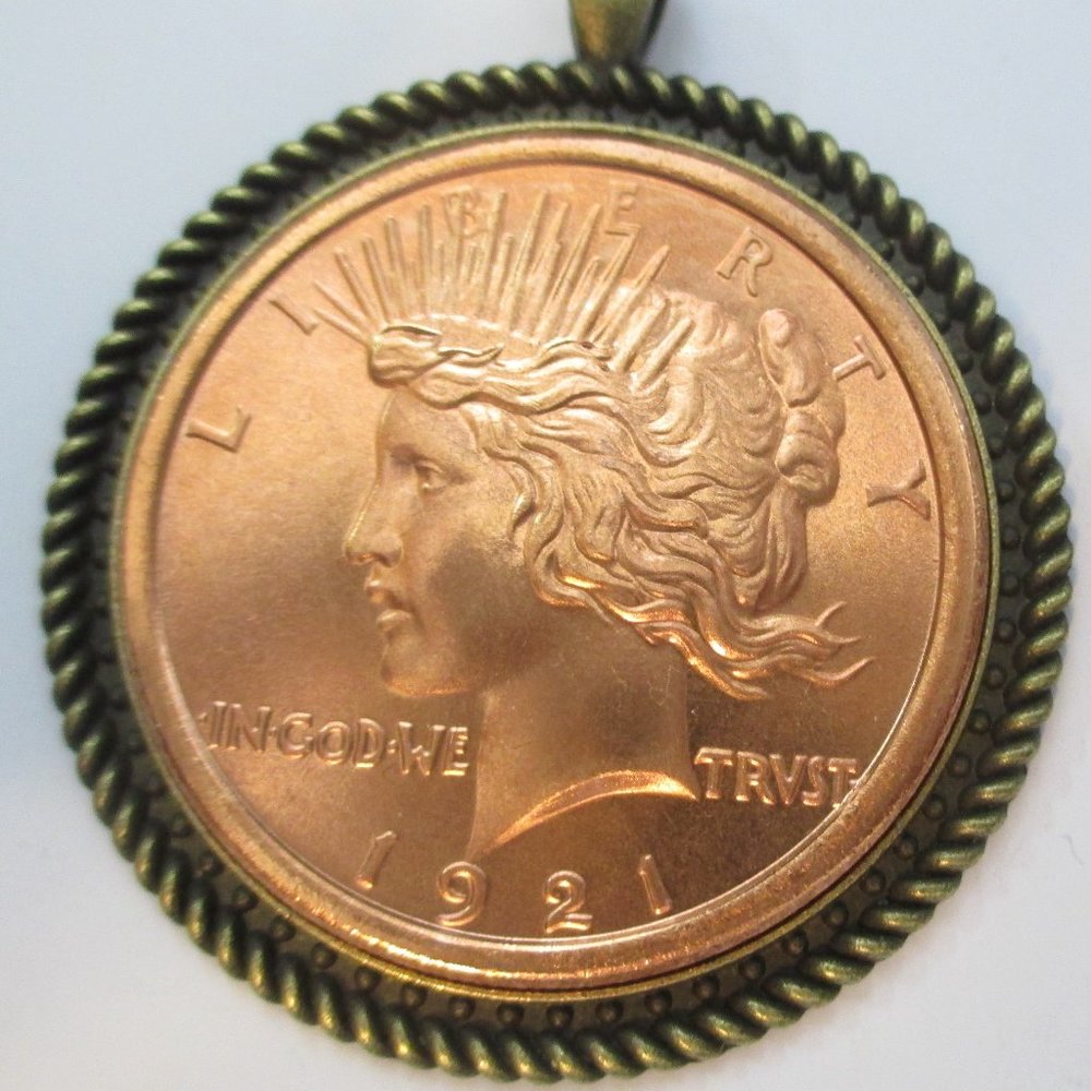 Peace Dollar 1 Ounce Copper Round Pendant